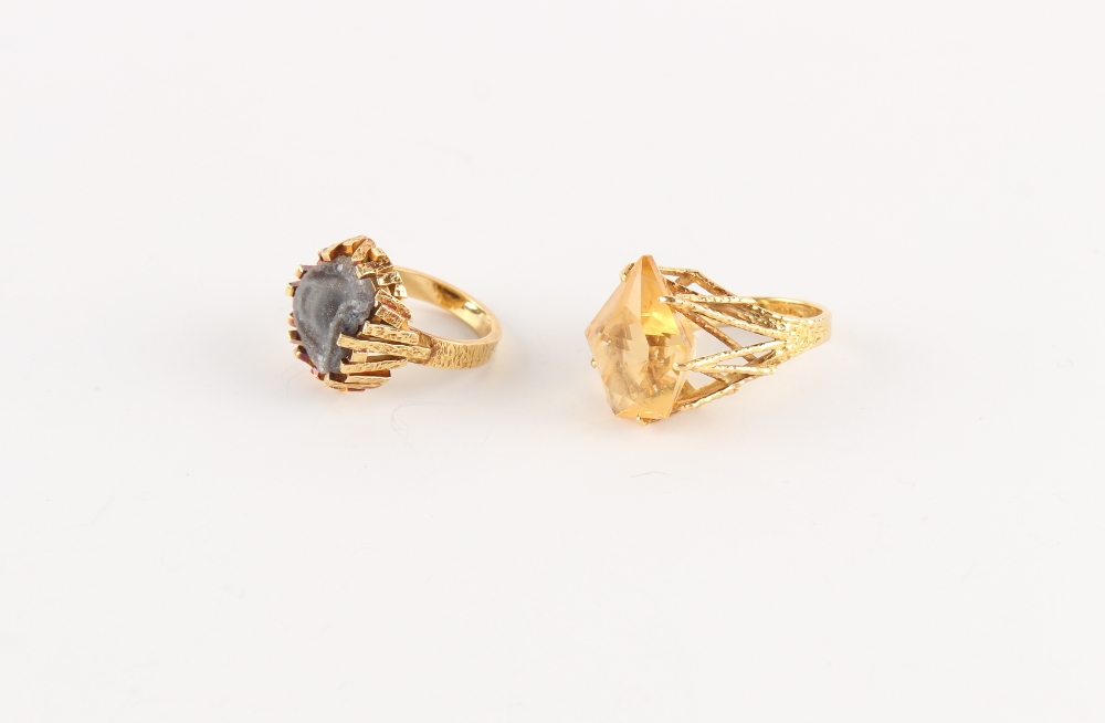 Property of a deceased estate - two 18ct yellow gold dress rings, both size L, approximately 17.2 - Image 2 of 2
