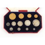 Property of a lady - an Edward VII 1902 Specimen Coins set, a complete set of thirteen gold and