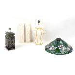 Property of a deceased estate - two modern ceramic table lamps with shades; together with a