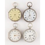 The Henry & Tricia Byrom Collection - four assorted silver pocket watches, all requiring