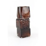 Property of a deceased estate - a Whitefriars cinnamon coloured glass 'Drunken Bricklayer' vase,