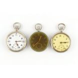 The Henry & Tricia Byrom Collection - three military pocket watches, all require attention (3).