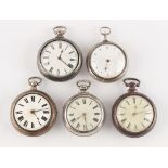 The Henry & Tricia Byrom Collection - five silver pair cased pocket watches, all require
