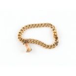Property of a deceased estate - a 15ct gold chain link bracelet, with 9ct gold hour glass charm,
