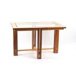 Property of a deceased estate - a modern sycamore & American black walnut dining table with glass