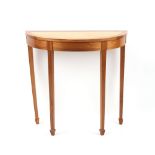 Property of a deceased estate - a modern sycamore & American walnut demi lune side table, 30.