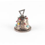 Property of a lady - an Edwardian novelty silver pin cushion modelled as a bell, Levi & Salaman,