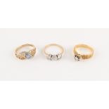 Property of a lady - an 18ct yellow gold diamond single stone ring, with bark effect shoulders,