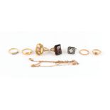 Property of a deceased estate - three 18ct gold rings including a small five stone ring & a small