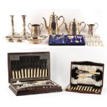 Property of a lady - a quantity of assorted silver plated items including an oak cased cutlery set