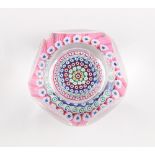 Property of a lady - a pentagonal faceted millefiori glass paperweight, 20th century, unsigned,