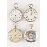 The Henry & Tricia Byrom Collection - four silver pocket watches including a half hunter cased