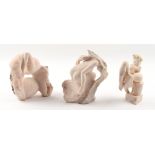 Property of a deceased estate - Jeanne Boadella (French, modern) - a set of three carved pink marble