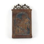 The Henry & Tricia Byrom Collection - a Greek carved & polychrome painted wood icon of Saint