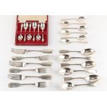 Property of a deceased estate - a quantity of silver flatware including a set of six Victorian