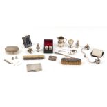 Property of a lady - a mixed lot of silver and silver mounted items including a silver cream jug,