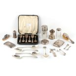 Property of a lady - a mixed lot of silver & silver mounted items including two cigarette cases, a