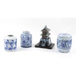 Property of a deceased estate - a modern glazed pottery model of a pagoda, 14ins. (35.5cms.) high (