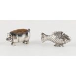 Property of a lady - an Edwardian silver novelty pig pin cushion, Levi & Salaman, Birmingham 1904,