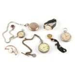 Property of a gentleman - a bag containing assorted pocket watches and wristwatches including a