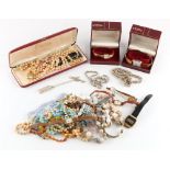 Property of a lady - a quantity of assorted costume jewellery & watches including two boxed Rotary