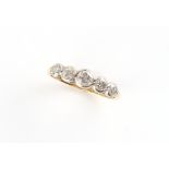 Property of a lady - an 18ct yellow gold diamond five stone ring, the estimated total diamond weight