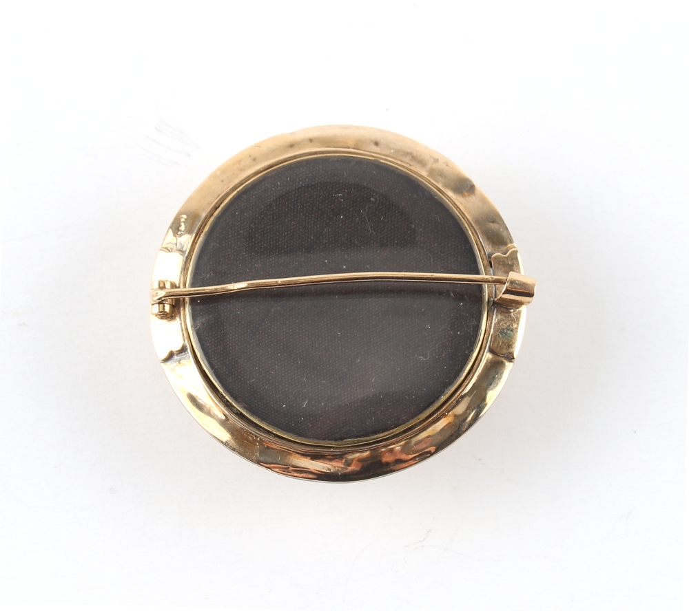 Property of a deceased estate - an unmarked yellow gold (tests 9ct) citrine mourning brooch, the - Image 2 of 2