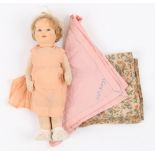 Property of a deceased estate - a Chad Valley Princess Elizabeth felt doll, label to sole of foot,