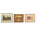 Property of a lady - a group of three late 19th / early 20th century watercolours, all framed, one