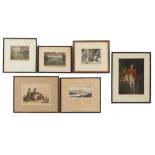 Property of a deceased estate - a group of six assorted framed prints, 18th century & later,