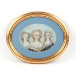 Property of a deceased estate - 19th century - PORTRAIT OF THREE LADIES - pastel, an oval, 10.05