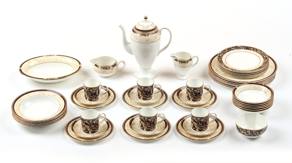 Property of a lady - a Wedgwood 'Cornucopia' pattern forty-seven piece dinner service, for six place