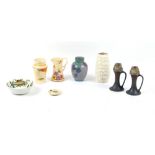 Property of a deceased estate - a group of eight 20th century ceramics including a pair of Wilkinson