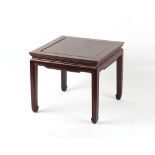 An early 20th century Chinese hongmu square topped occasional table, 20.45ins. (52cms.) square.