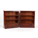 Property of a lady - a pair of Victorian mahogany open bookcases, each with adjustable shelves &