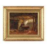 Property of a gentleman - E. Hartry (fl.1883-1909) - A COTTAGE INTERIOR SCENE WITH AN ELDERLY