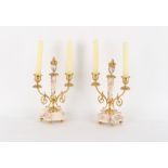 Property of a gentleman - a pair of late 19th century French gilt brass or ormolu mounted marble