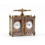 The Henry & Tricia Byrom Collection - a brass & cloisonne cased combined clock & barometer, with