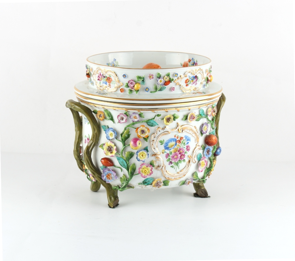 Property of a gentleman - a late 19th / early 20th century Meissen floral encrusted porcelain ice