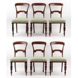 Property of a lady - a set of six early Victorian rosewood dining side chairs, with carved tulip