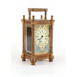 Property of a gentleman - a late 19th century brass pillars cased carriage clock timepiece with