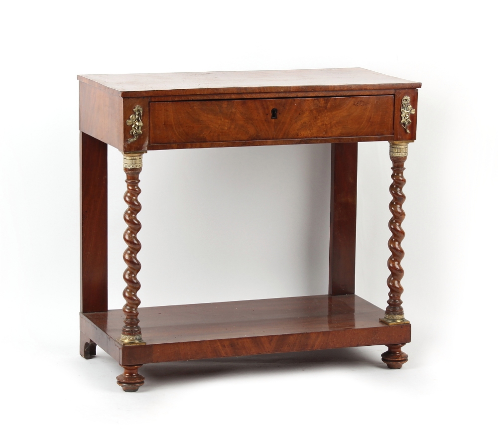 Property of a lady - a Continental gilt brass mounted mahogany console table, first half 19th