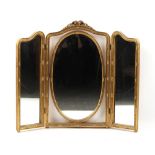 Property of a gentleman - a large giltwood framed triptych dressing mirror, second quarter 20th