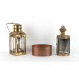 Property of a gentleman - a Neptune brass exterior oil lantern, 15.2ins. (38cms.) high (excluding