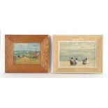 The Henry & Tricia Byrom Collection - DL (early 20th century) - FIGURES ON A BEACH - oil on board, 9