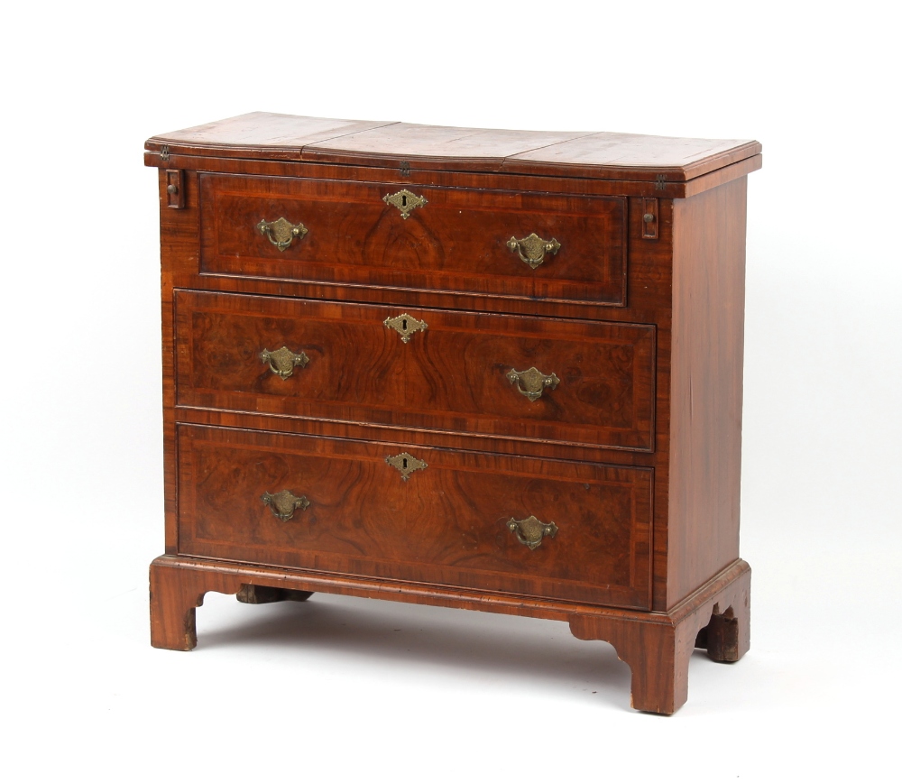 Property of a gentleman - an early 18th century & later re-veneered walnut bachelor chest, 32.