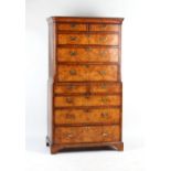 Property of a gentleman - a George II walnut & featherbanded chest-on-chest or tallboy, second