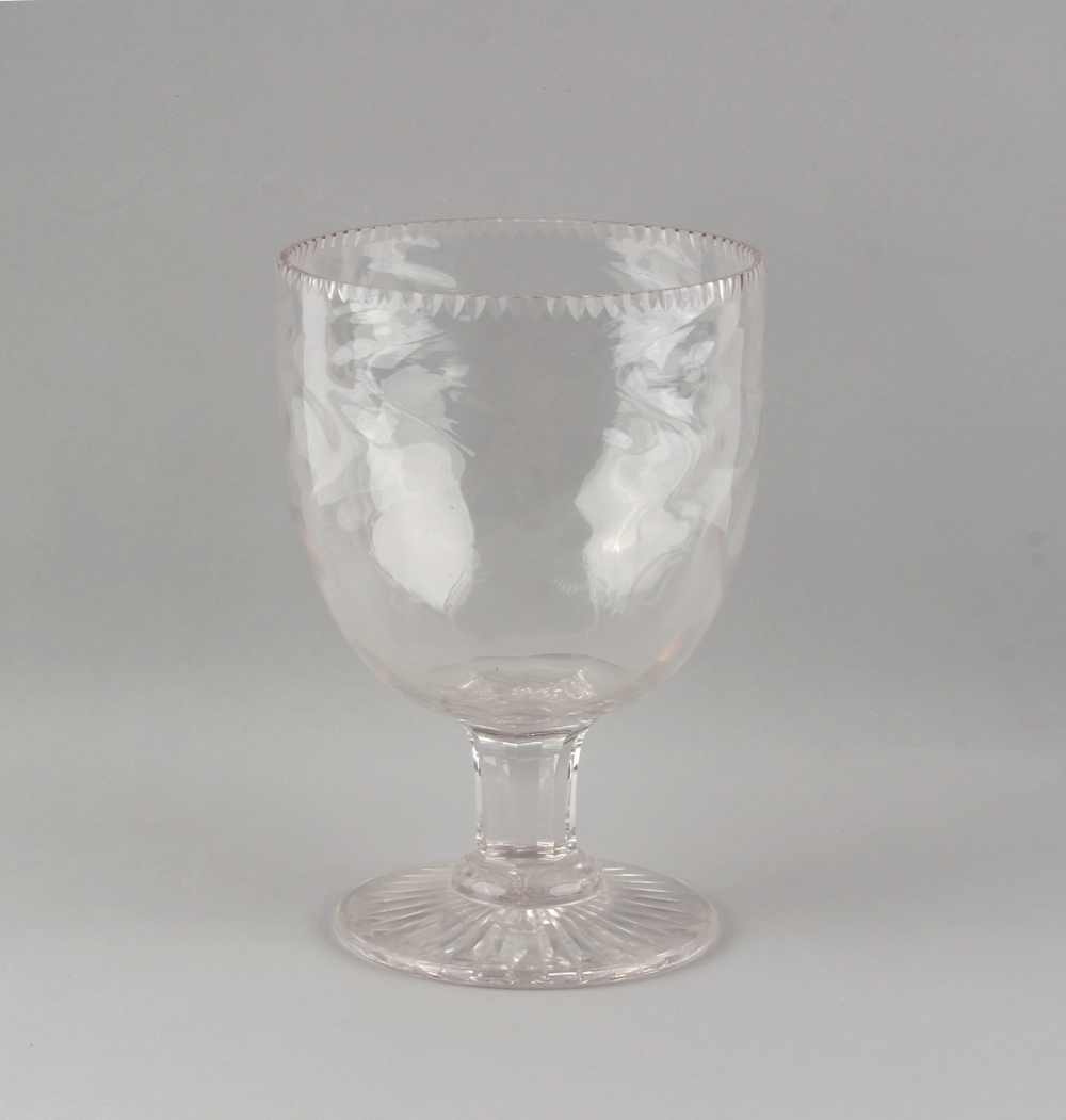 The Henry & Tricia Byrom Collection - a massive Victorian glass rummer, 10.6ins. (27cms.) high.