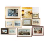 Property of a lady - eleven assorted pictures & prints including an unframed oil on canvas and a