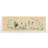 The Henry & Tricia Byrom Collection - a French faience chinoiserie decorated rectangular panel,
